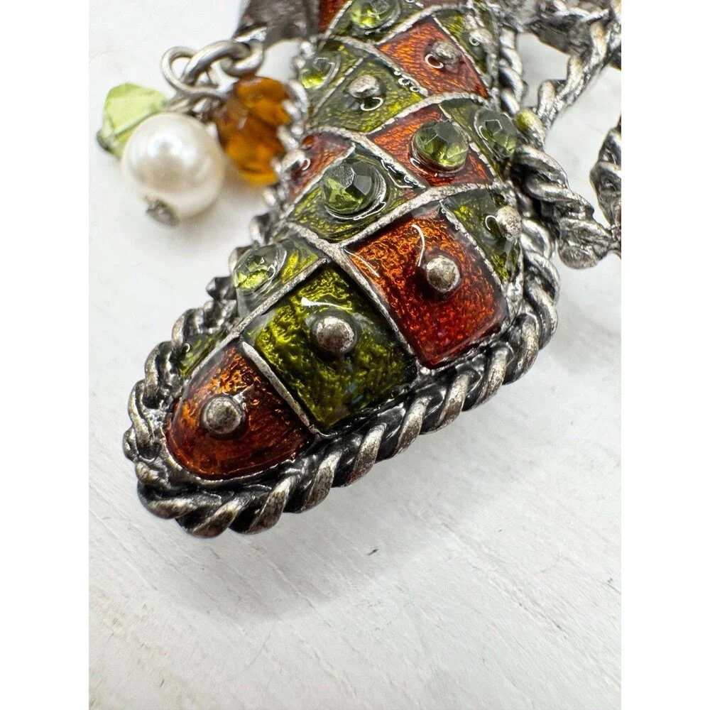 KC Kenneth Cole Classic Christmas Stocking Crystal Gems Brooch Cha Cha Beads